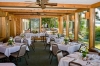 Restaurant at Beaver Island Lodge set up for wedding dinner